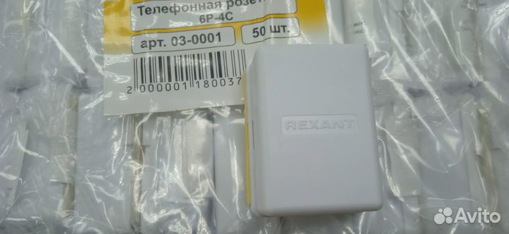 Телефонная розетка Rexant 6P-4C CAT3 03-0001