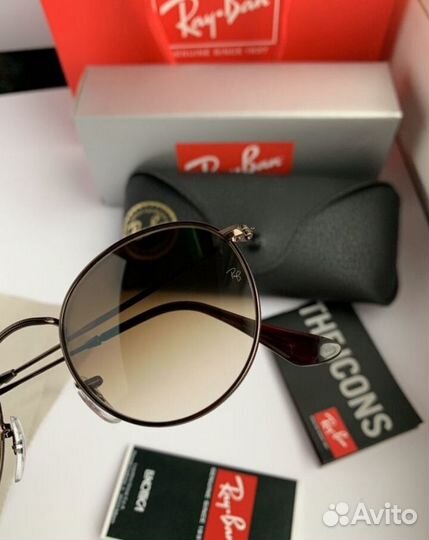 Очки ray ban round metal коричневые