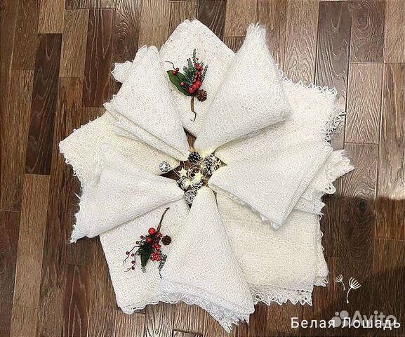 Оренбургский пуховый платок белый новый