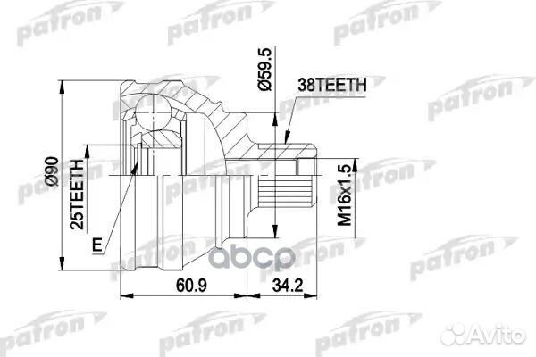 ШРУС наружн к-кт 38x59.5x25 audi: 100 1.8 1.88