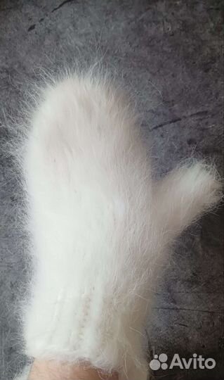 Варежки из кролика пуховые ручная работа