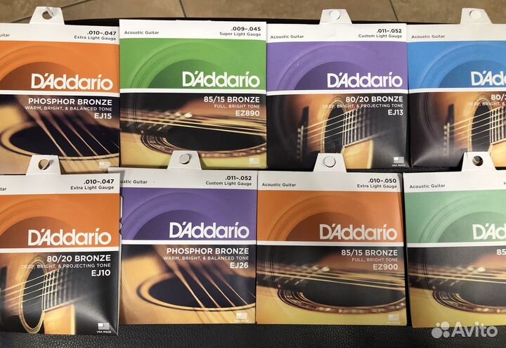 Струны Daddario (акустика) вся линейка,все калибры