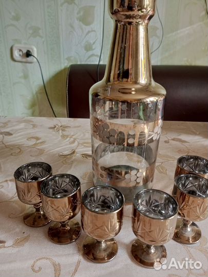 Винтаж Графин с рюмками Богемия