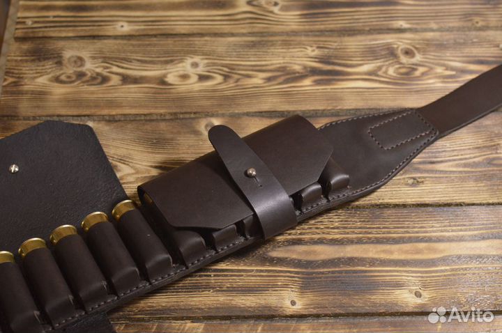 Патронташ кожаный 12К18 ручной работы