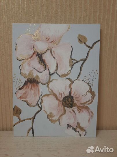 Картина на холсте акрил с поталью
