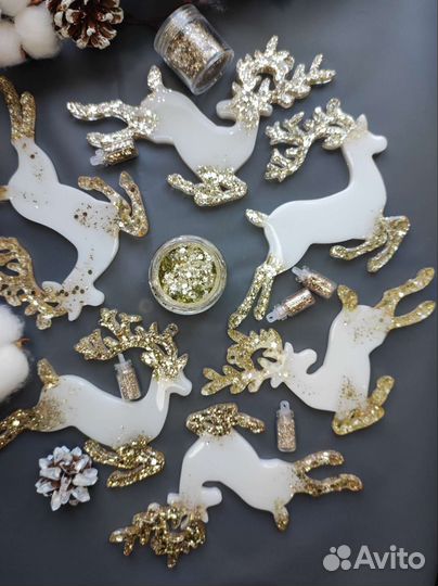 Новогодние игрушки из эпоксидной смолы