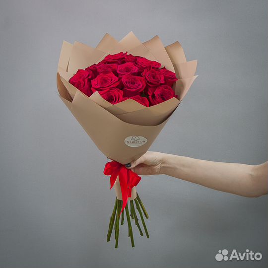 Букет из 15 красных роз, цветы доставка