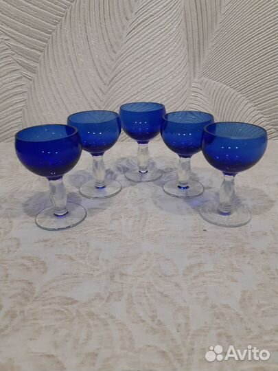 Рюмки синий хрусталь