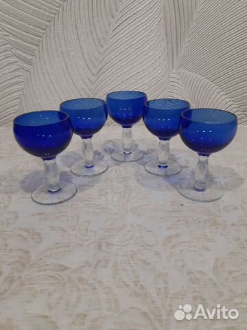 Рюмки синий хрусталь