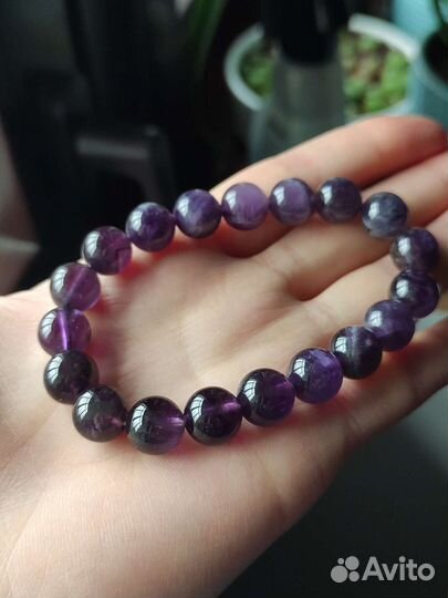 Браслет, кулоны из аметиста и розового кварца