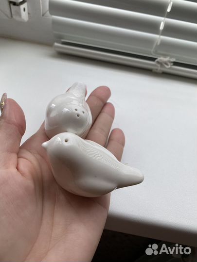 Керамика 2 солонки в форме птичек, соль и перец