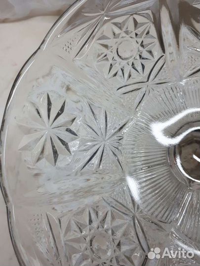 Ваза для фруктов на ножке стекло СССР