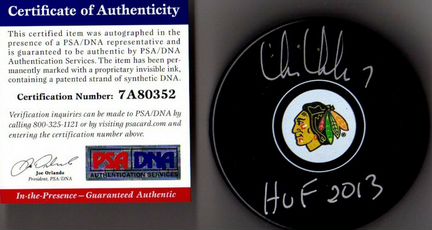 Хоккейная шайба с автографом- Chicago Blackhawks