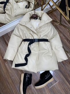 Пуховик женский из экокожи