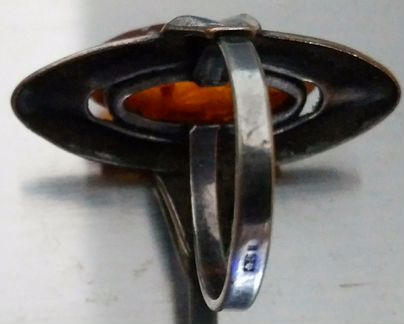 Кольцо серебро янтарь СССР винтаж