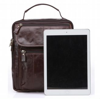 Кожаная сумка на плечо планшет с ручкой новая LB64