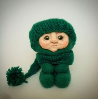 Гномик валяный из шерсти (зеленый)