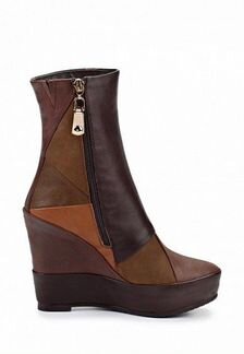 Ботильоны осень-зима на танкетке кожа