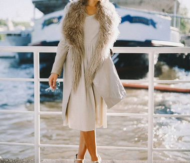 Женский плащ, натуральная кожа и мех