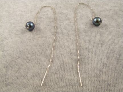 Серьги Синий жемчуг (серебро 925)