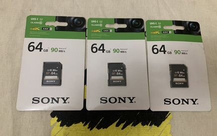 Карта памяти SD Sony 64Gb 90MB/s Новая