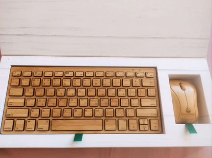 Бамбуковая портативная bluetooth клавиатура и мышь