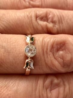 Золотое кольцо 583 люз горный хрусталь эмаль
