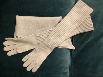 Перчатки длинные с косынкой
