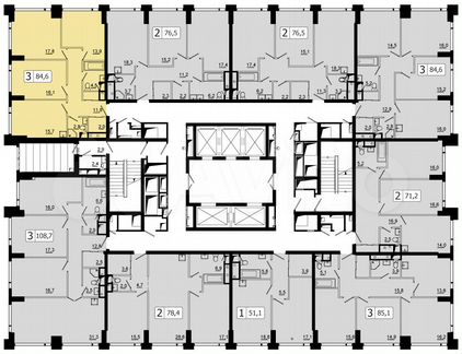 3-к квартира, 85 м², 50/52 эт.