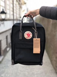 Рюкзак канкен черный с полосатыми лямками