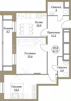 2-к квартира, 61.9 м², 17/17 эт.