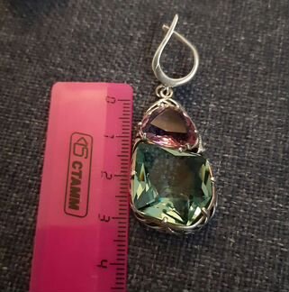 Серьги с аквамарином и александритом (серебро)