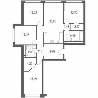 4-к квартира, 117.2 м², 9/35 эт.