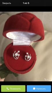 Золотые серьги пусеты с бриллиантами