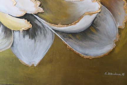 Картина на холсте на подрамнике, акрил, поталь