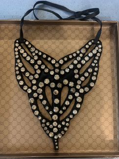 Колье кожаное с кристаллами Amen оригинал