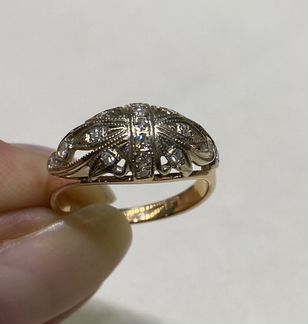 Золотое советское кольцо 583 с брил 0,17 кт р 16,2
