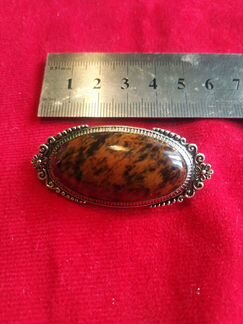 Брошь СССР, завода Рекорд.Натуральная яшма