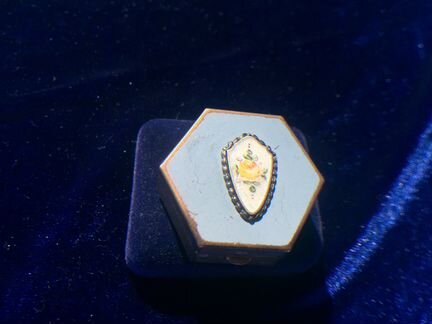 Шкатулка роза эмаль Голубая Антиквариат