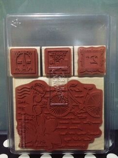 Штампы StampinUp на деревянной основе