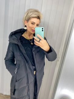 Пуховик длинный с капюшоном в стиле Zara