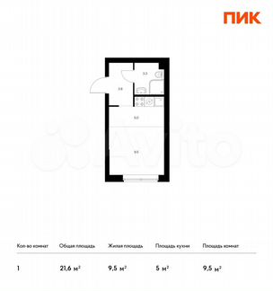 Квартира-студия, 21.6 м², 27/32 эт.
