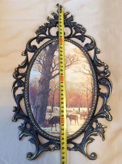 Картина-шелкография в винтажной бронзовой раме